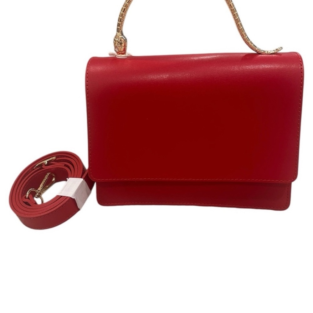 Anna Paola , Italian Elegant Red Leathers top Handel Crossbody Red Bag :